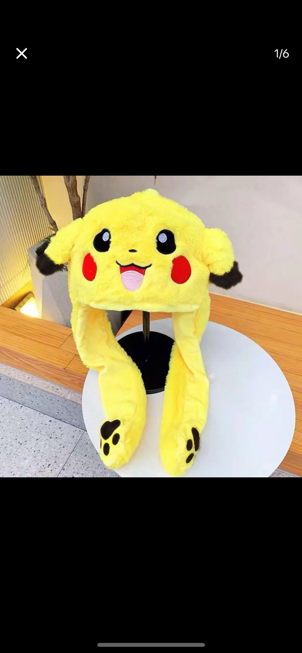 Pikachu fluffy light up hat, ear moving comfortable hat