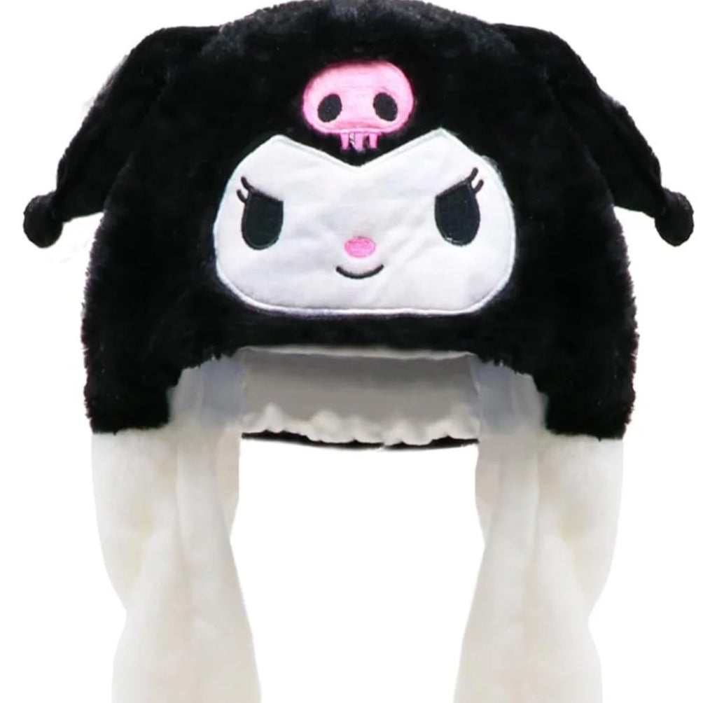 Kuromi fluffy light up hat, ear moving comfortable hat