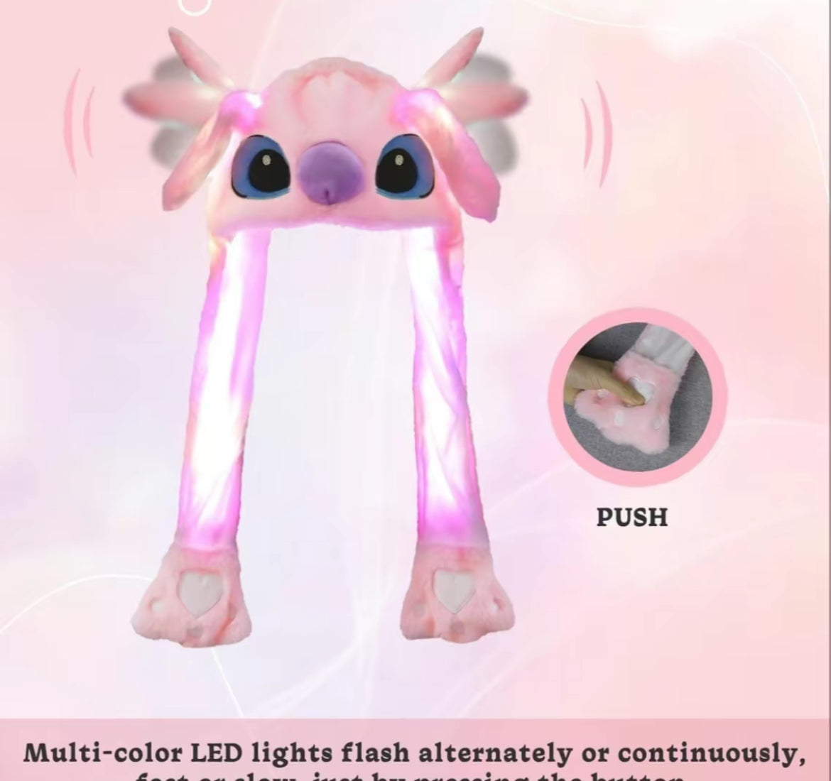 Angel fluffy light up hat, ear moving comfortable hat