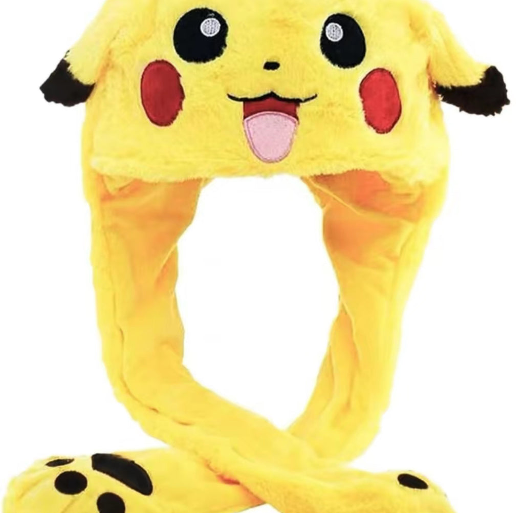 Pikachu fluffy light up hat, ear moving comfortable hat
