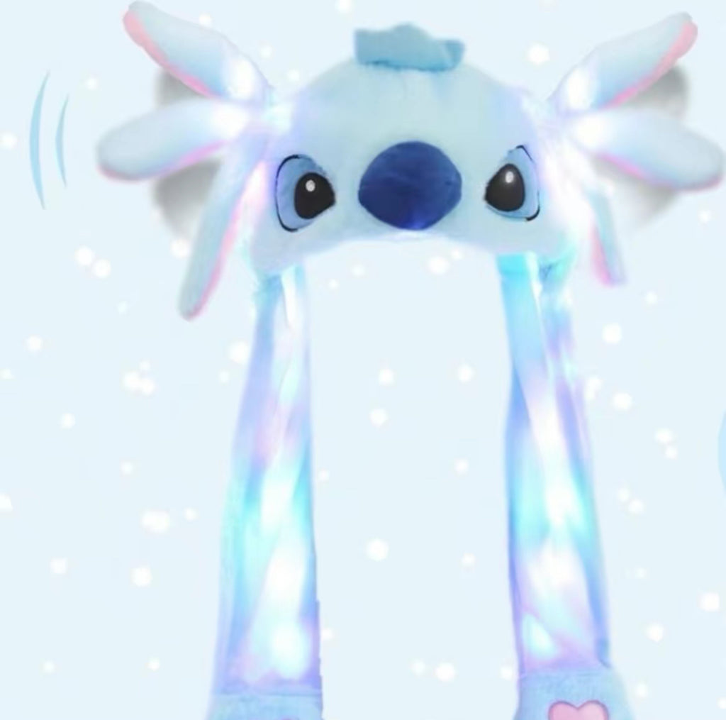 Stitch fluffy light up hat, ear moving comfortable hat