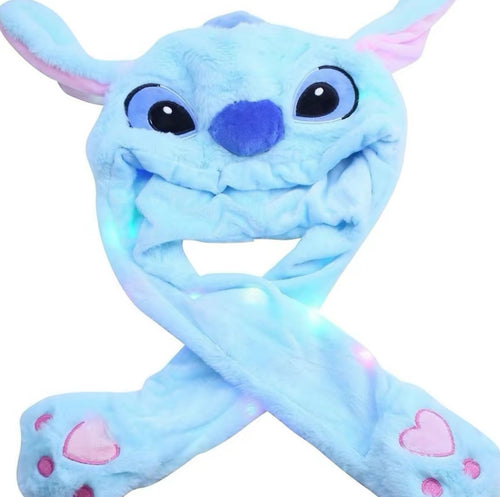 12 pc Stitch fluffy light up hat, ear moving comfortable hat