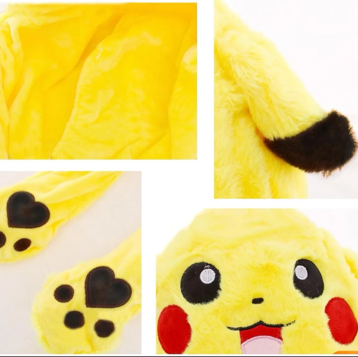 Pikachu fluffy light up hat, ear moving comfortable hat