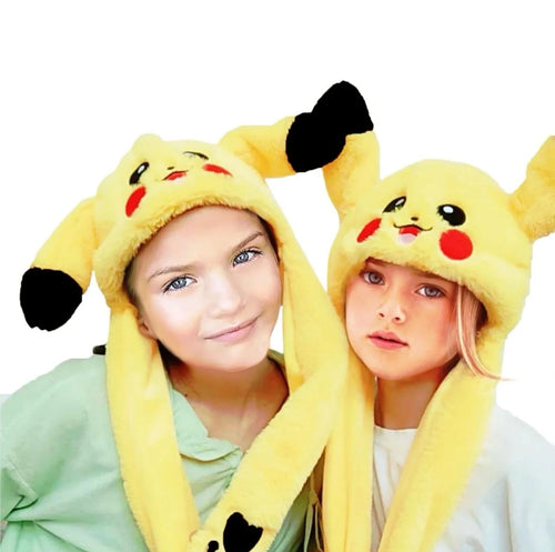 Pikachu fluffy light up hat, ear moving comfortable hat